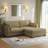 3 - Piece Upholstered Camel Corduroy Modular Sectional Sofa with Pillow Back and Removable Ottoman-772829830