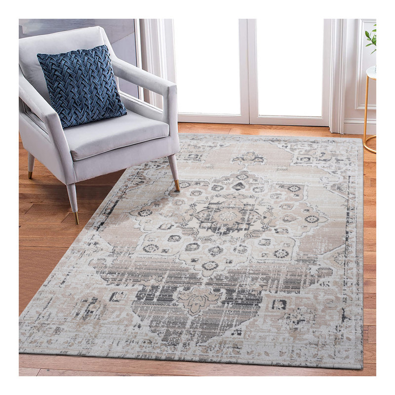 Tapis crème / médaillon Collection, Rectangle 6 pi 7 po x 7 pi 9 po