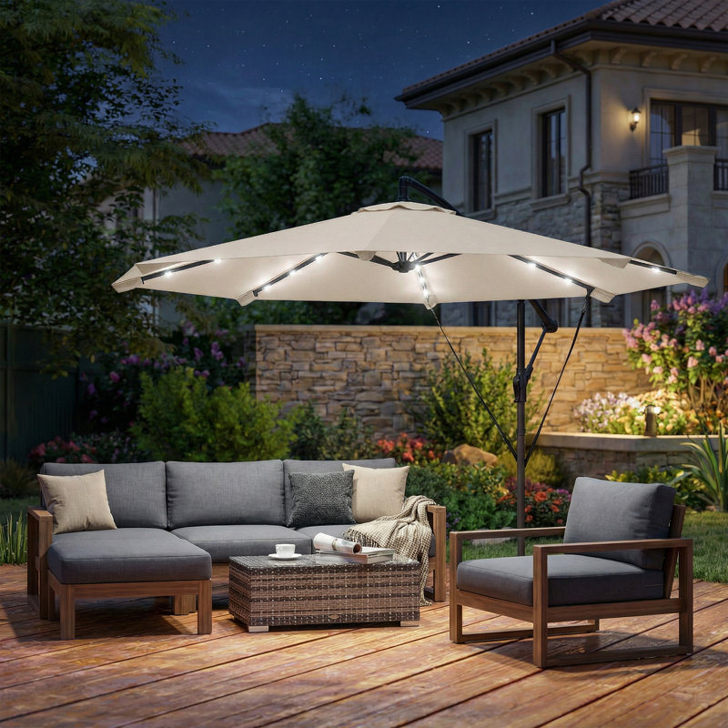 295cm Cantilever Parasol,  Cream White