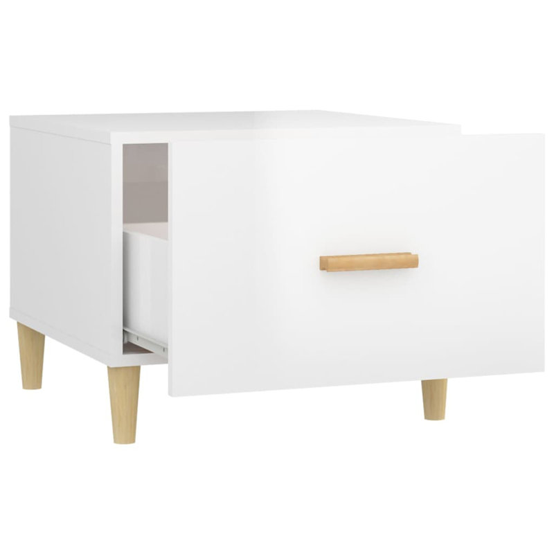 Liverpool Side Table with Storage, High Gloss White