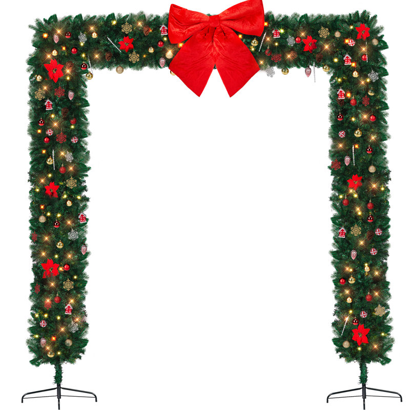  Arche de Noël pré-décorée en PVC 7,9 pi avec 350 lumières DEL blanc chaud et 1650 branches
