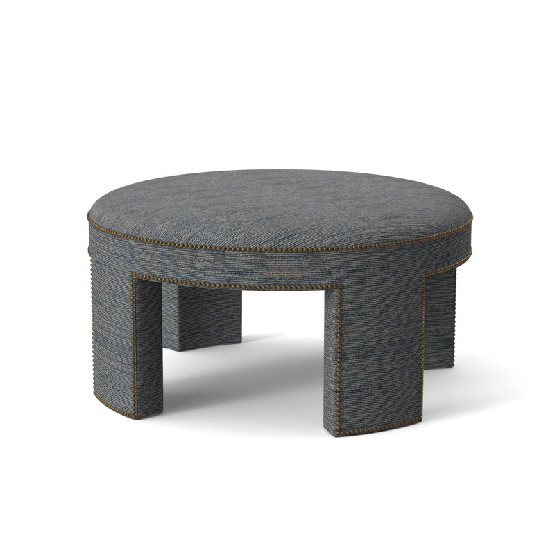 Durant Round Ottoman, Navy 71629L58, 18.75"H x 33.5"W x 33.5"D