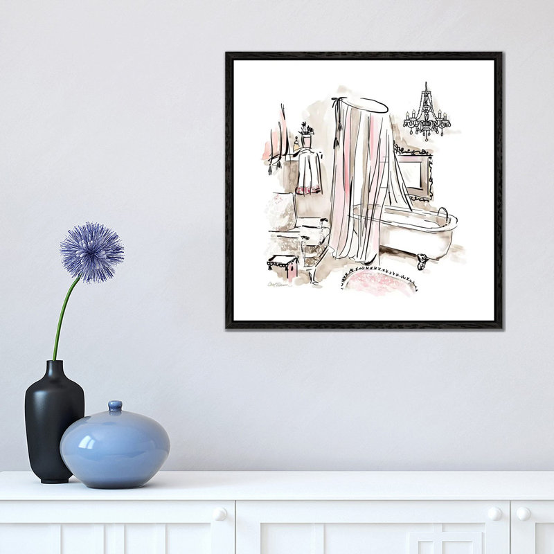 Pink Opulence I by Carol Robinson - Painting on Canvas, 45.72 cm H x 45.72 cm W, Black Framed