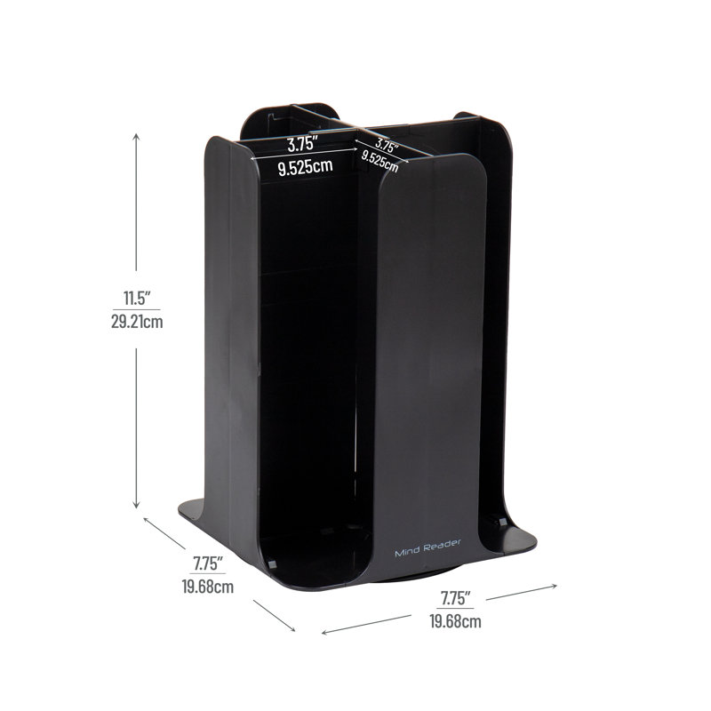 Carrousel pour tasse et couvercle Mind Reader, comptoir, porte-gobelet, plastique, L 7,75 po x l 7,75 po x H 11,5 po, Noir
