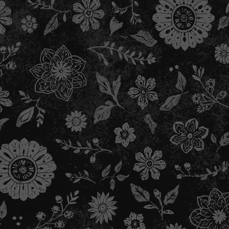 Couvertures à motifs floraux, 50 po L x 60 po H, Noir gris