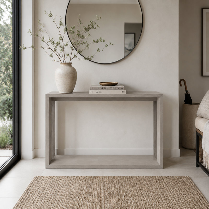 Console rectangulaire de style moderne avec beaucoup de rangement pour le hall d'entrée et le salon, Gris