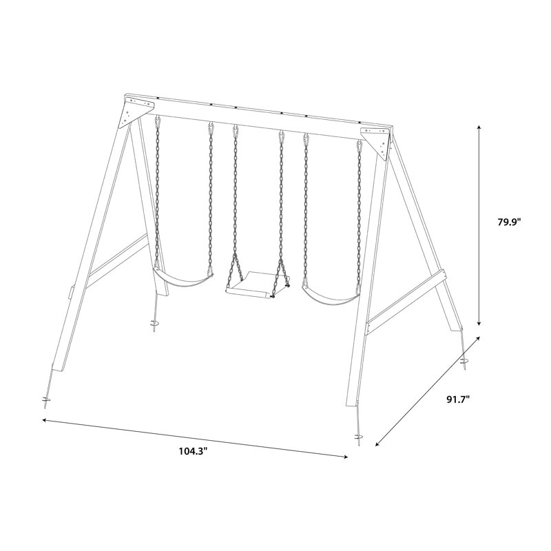 Brighton Outdoor Wood Swing Set with 3 Yellow Swings