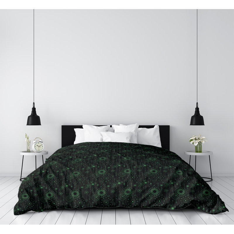 Housse de couette simple Katelyn Elizabeth, Housse de couette pour lit simple, Microfibre, Noir / aigue-marine moyenne