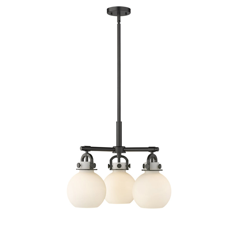 Luminaire suspendu sur tige 3 lumières Lantz, Blanc mat, Noir mat