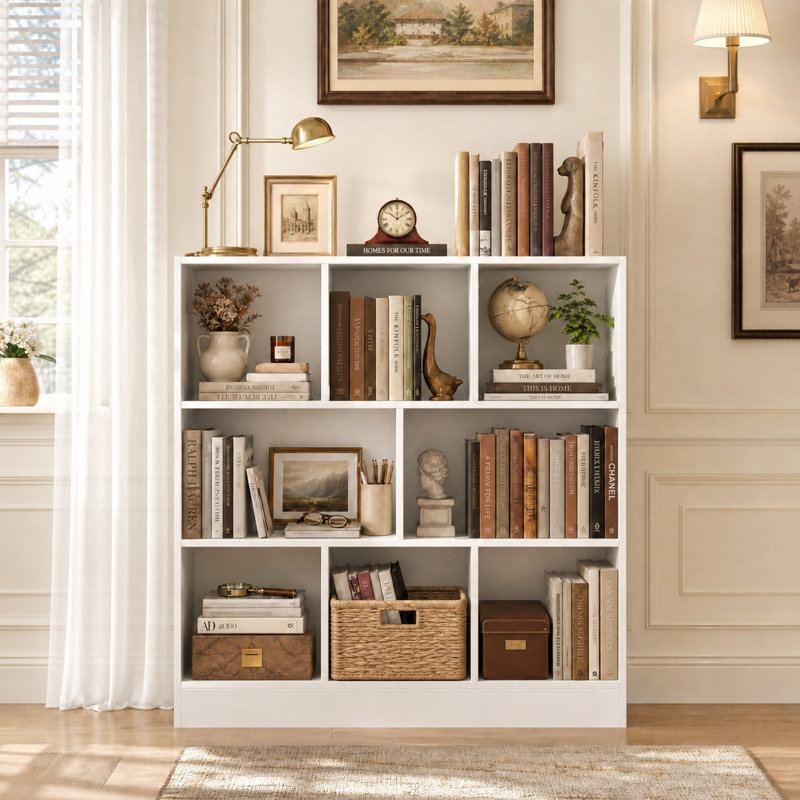 Bibliothèque cubique H 40,9 "Binegar, H 41 po x l 40 po x P 9,4 po, Blanc