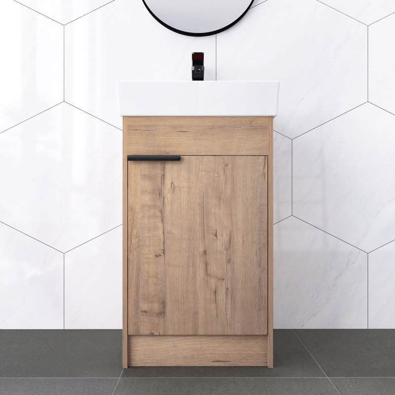 Meuble-lavabo autoportant 18 po avec lavabo intégré en céramique 18 po