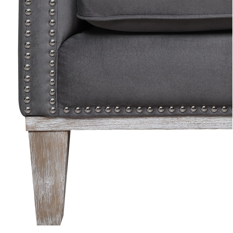 Fauteuil en polyester l 30 po Genoa, Lin gris charbon