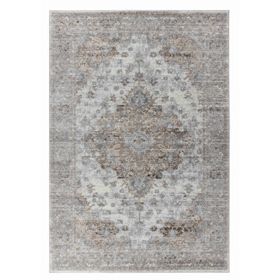 5' X 8' Brown Oriental Area Rug