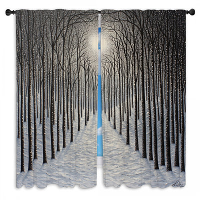 Snowy Forest Window Curtains  Nature Scandinavian Drapes - 2 Panels