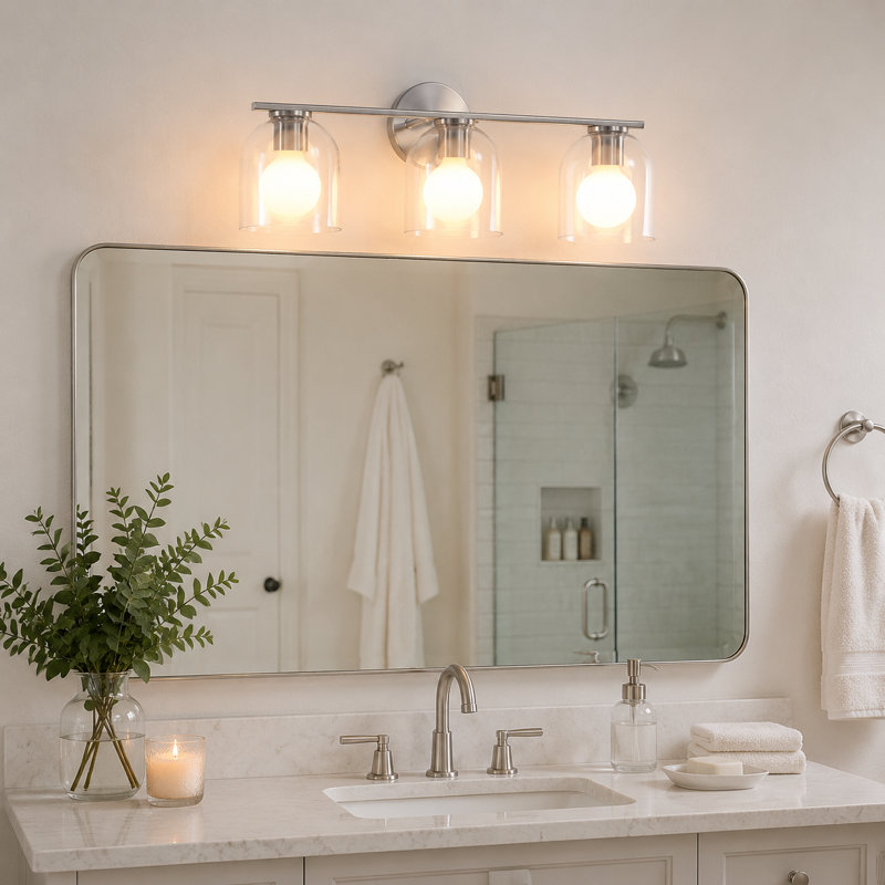 3-Light Dimmable Vanity Light, 23.23" Width, Brushed Nickel