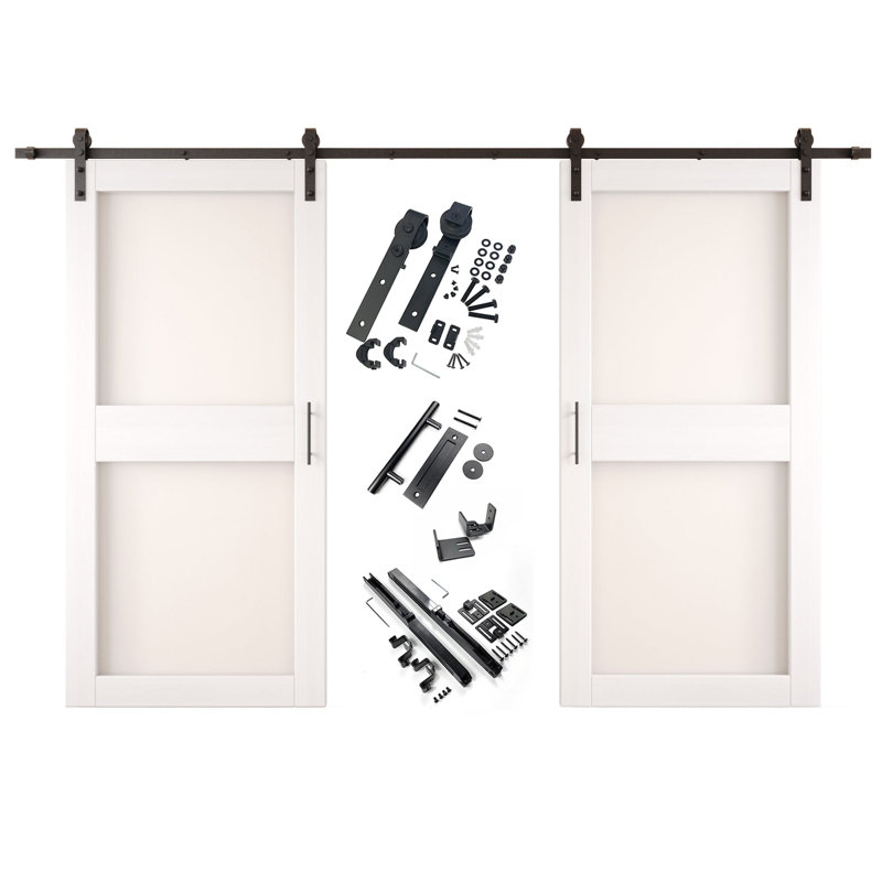 Portes de grange non assemblées et finies en verre à 2 verres de 32 po x 84 po Homquer, 32 po x 84 po