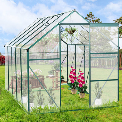 Serre en aluminium 6 x 10 pi avec toit incliné pour pépinière de plantes en polycarbonate galvanisé toute l'année