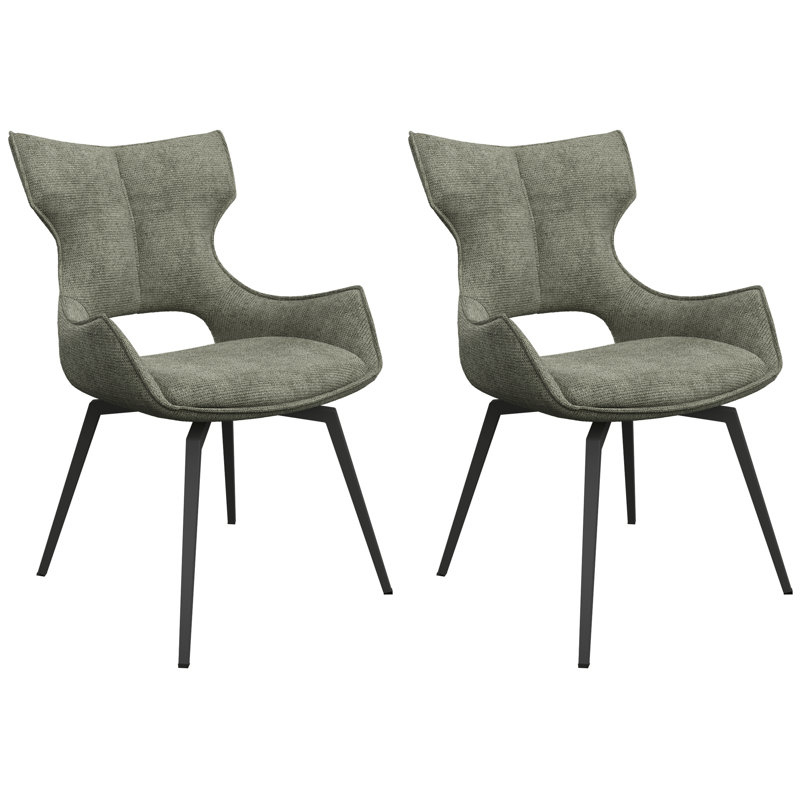 Deloney Fabric Swivel Dining Chair, Green