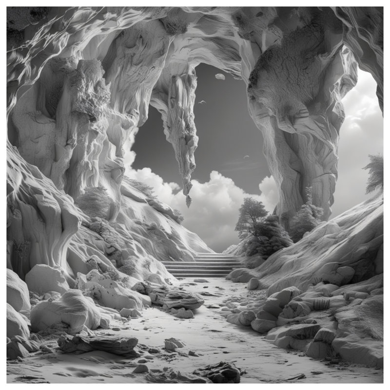 Housses de couette monochromes paysage rocheux, Grand lit