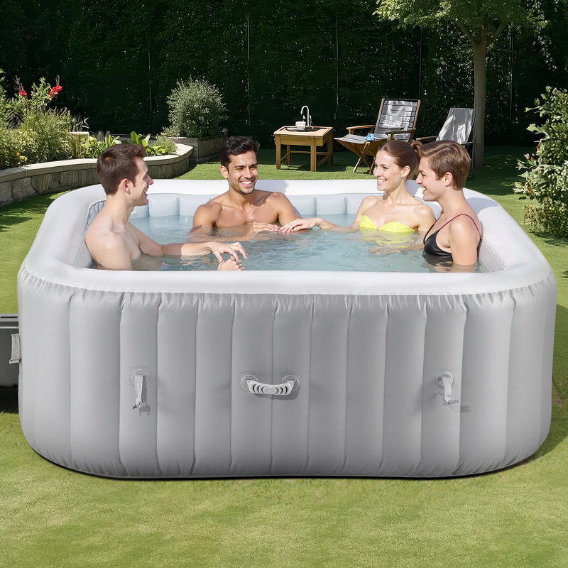 Spa gonflable carré pour 4 à 6 personnes 72,8 x 26 pouces portable 130 jets