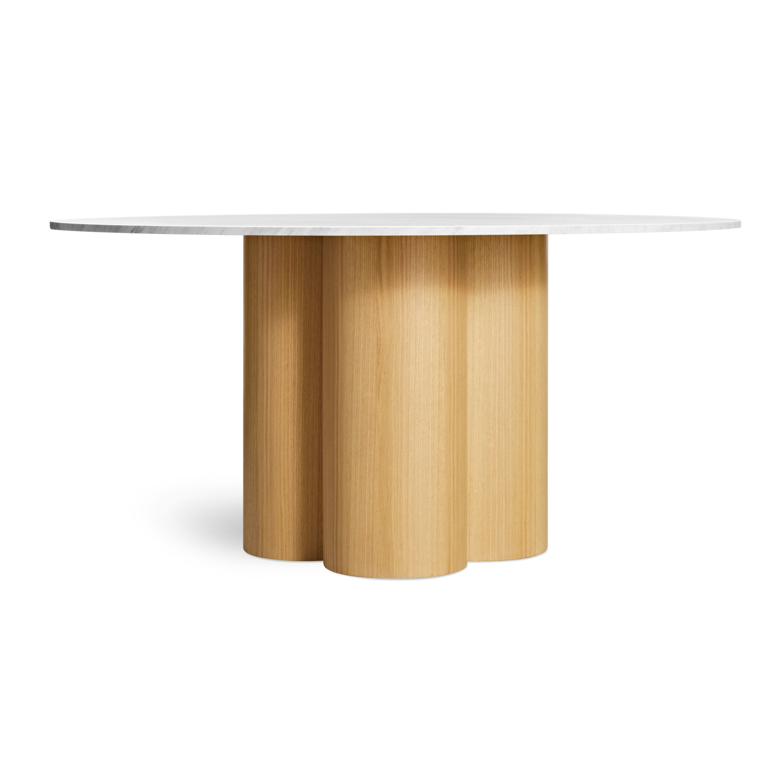 4 Quarter Round Marble Dining Table, White Oak, 60" W x 60" L