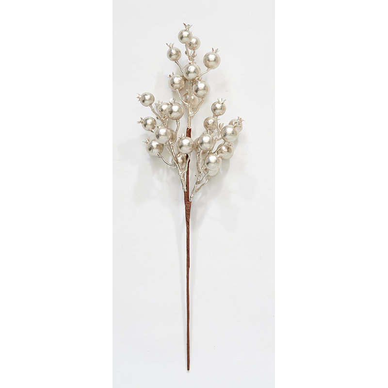 Baie de houx artificielle 18 "pour jet de Noël, champagne, ensemble de 3, Crème, crème