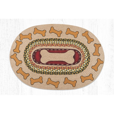  Autumn Leaves Oval Jute Rug 30" H Hand-Stenciled Braided Patch, Rustic Home Decor