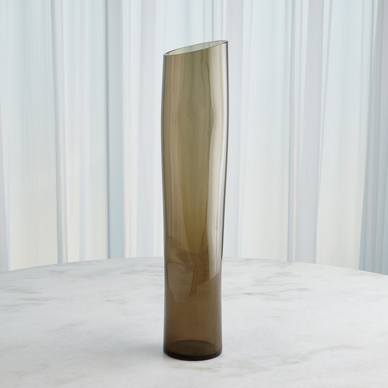 Dimple Handmade Glass Table Vase, 25" H x 5" W x 4.75" D, Brown