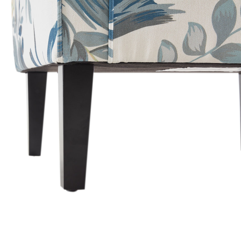 30.3" Wide Tufted Upholstered Armchair, Blue Floral Linen