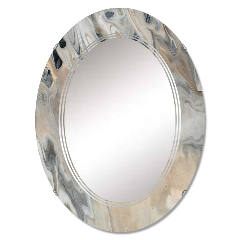 Marbre abstrait avec espace copie - Miroir mural moderne ovale, 30 po x 20 po