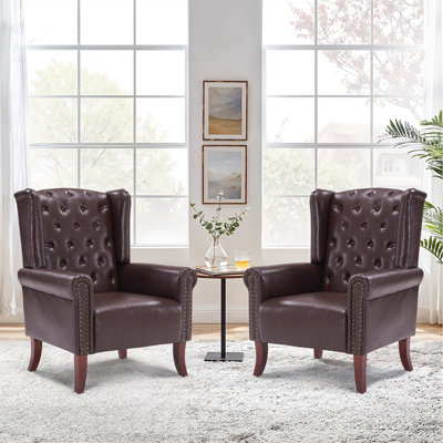 31.5" Wide Faux Leather Wingback Chair