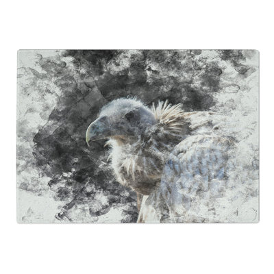 Tempered Glass Vulture Bird Watercolour Chopping Board