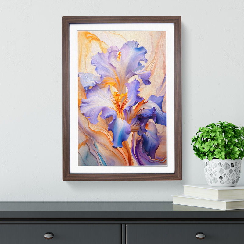 Iris Flower Futurism No.2 - Framed Print, Walnut Framed, 64cm H x 46cm W x 2cm D
