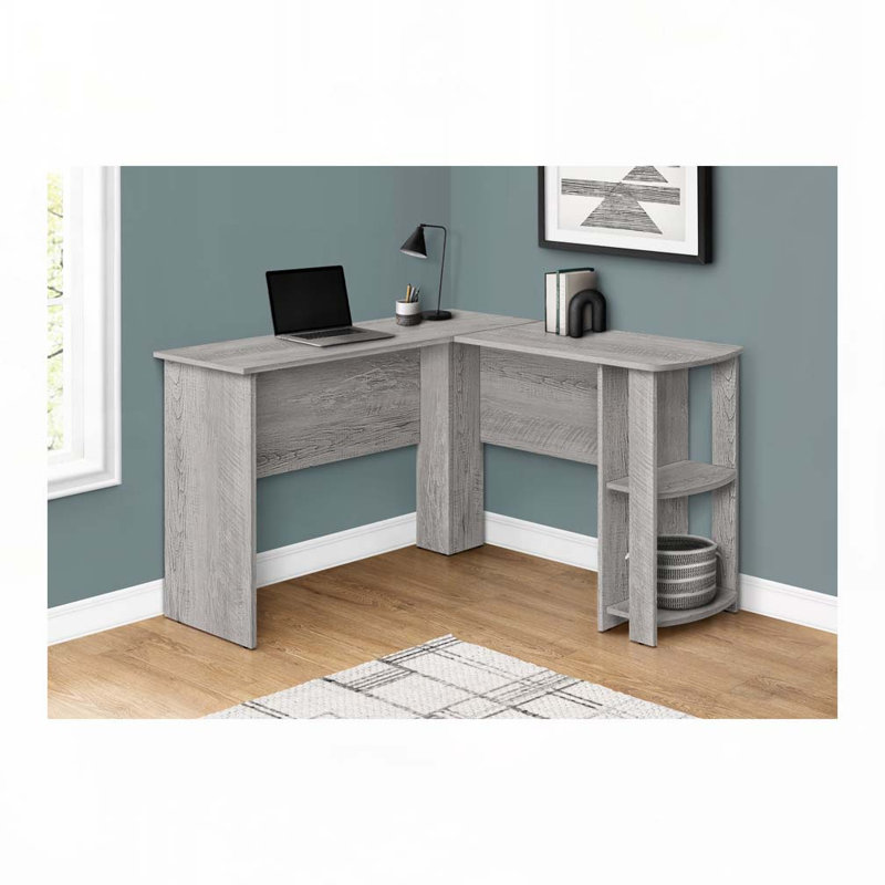 Bureau d'ordinateur en L Home Office, Gris