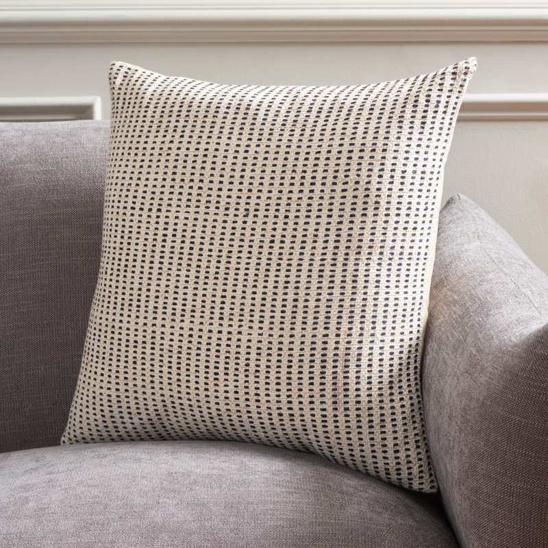 Coussin en coton Marciela, Naturel/noir