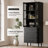71'' H X 23.6'' W Kitchen Pantry With Bookcases, Glass Door Kitchen Storage Cabinet-1690246002