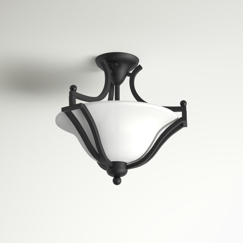 Gerth Glass Semi Flush Mount, Matte Black