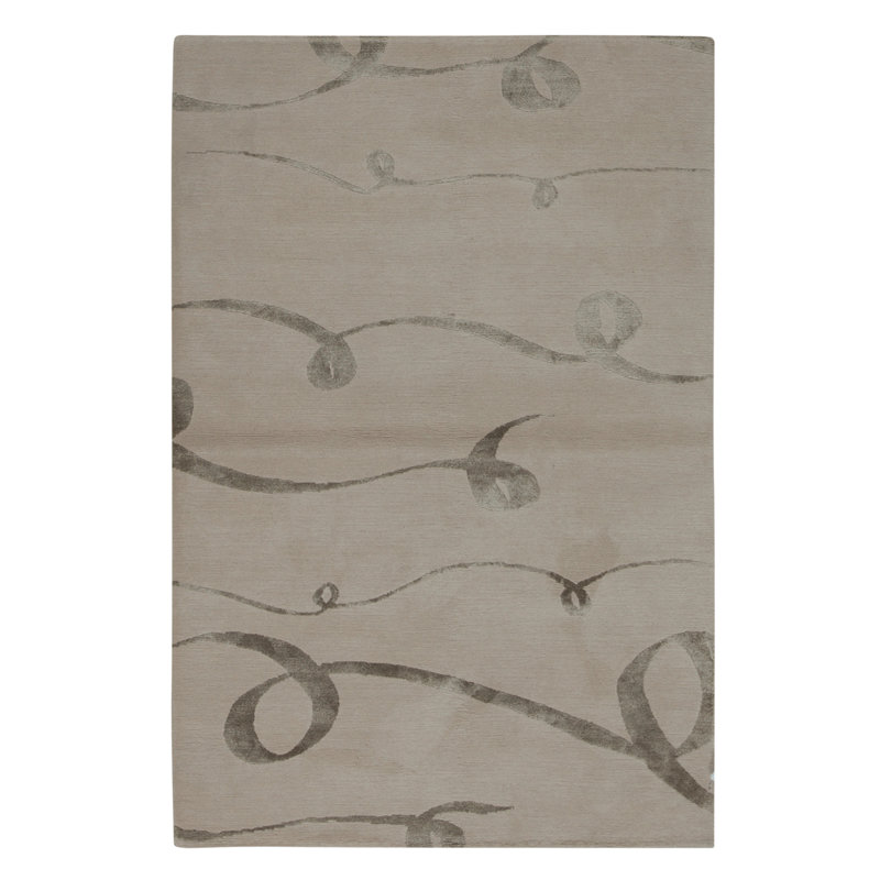 High-Quality Hand-Knotted Ecru Area Rug