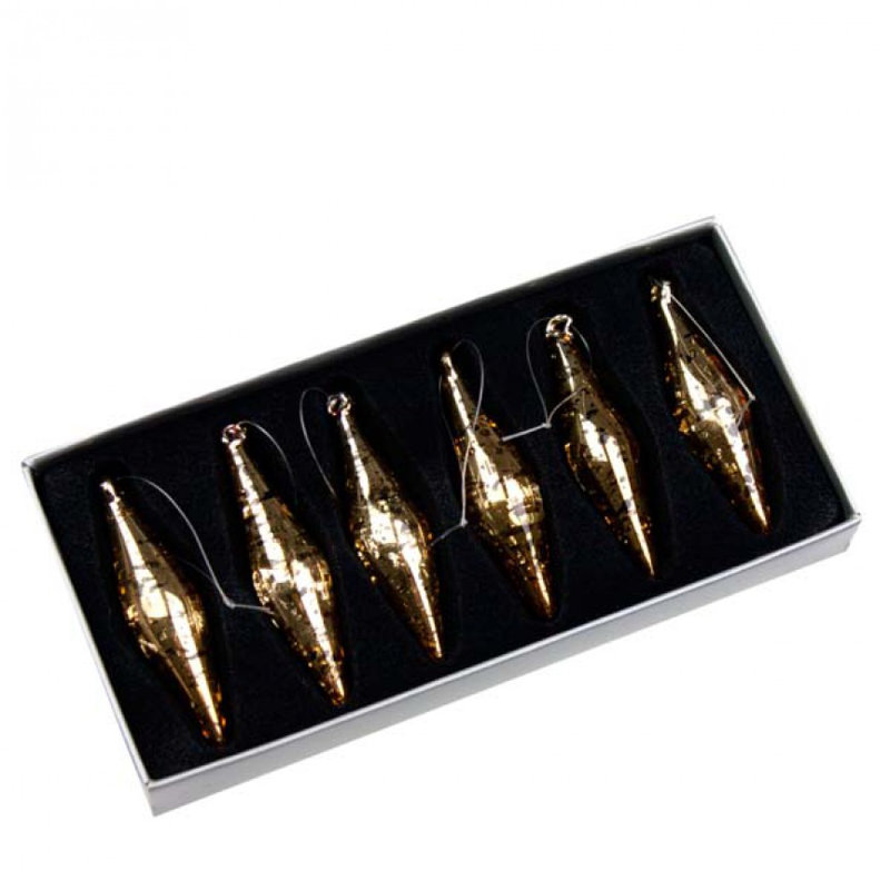 Glass Finial Ornament, 7cm H x 1.5cm W, Gold