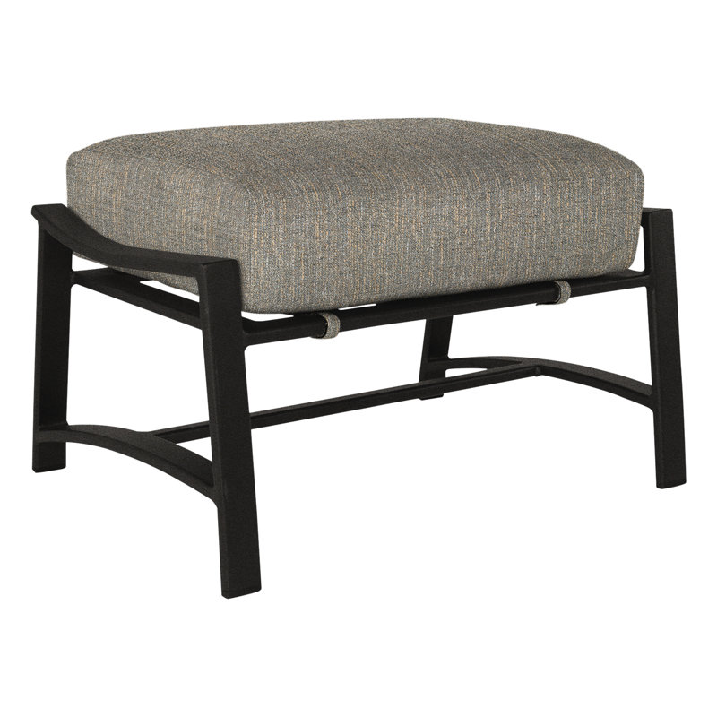 Avana Rectangle Outdoor Ottoman Patio Ottoman, Chinchilla White, Carbon Black
