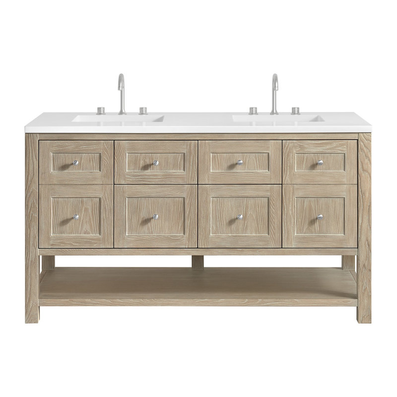 Breckenridge 59.88'' W Double Bathroom Vanity Base, Whitewashed Oak