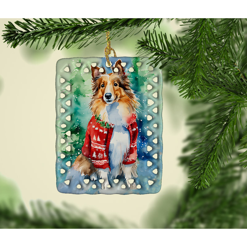 Ornement en porcelaine de Noël Sheltie, Sheltie 3650