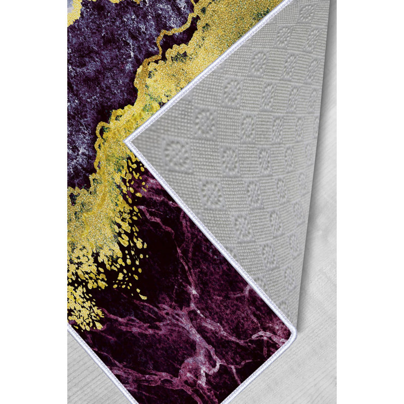 Tapis de couloir élégant, 2,6 x 4,9 pieds, 100% polyester, 650 g / m² | Antibactérien, antidérapant en PVC sous le dessous, d'une hauteur de poils de 0,3 po | Lavable à la machine, impression numérique 3D, parfaite pour tout vestibule ou espace de vie
