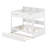 Bunk Bed Frame With Trundle And Storage Shelves, Solid Wood Floor Bunk Bed With Ladders And Guardrails-125124733-125124732