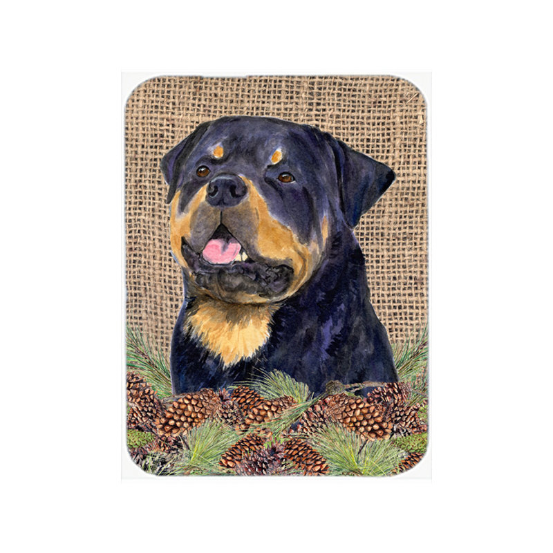 Planche à découper en verre Winston Porter Rottweiler and Pine Cone