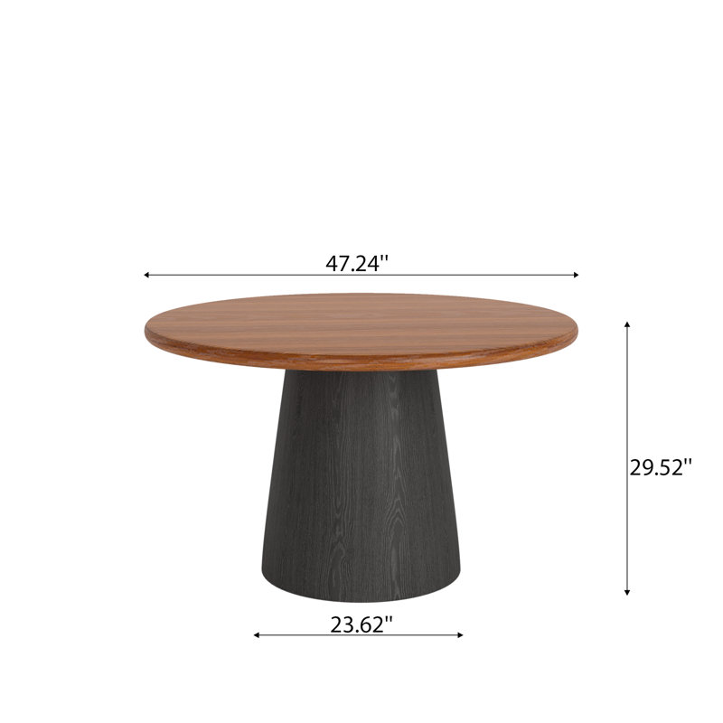 Modern Solid Wood Round Dining table - Stylish Wooden Kitchen Table With Sturdy Pedestal Base For Dining Room Kitchen & Home Decor