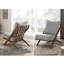 Élégant fauteuil d'appoint en chenille grise avec coussin en mousse et structure en bois d'hévéa brun-237307175