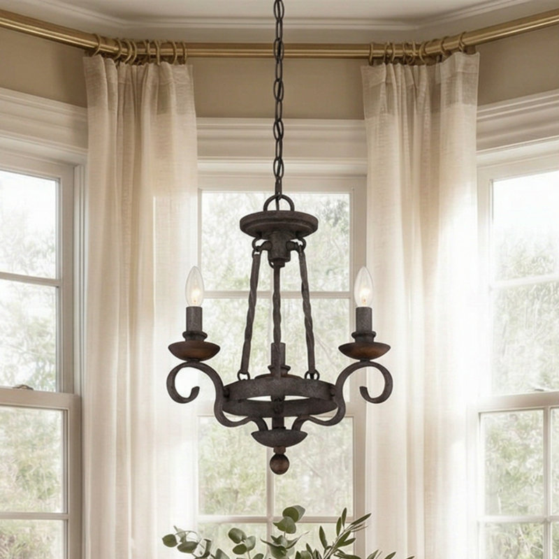 Noble 3-Light Rustic Black Chandelier