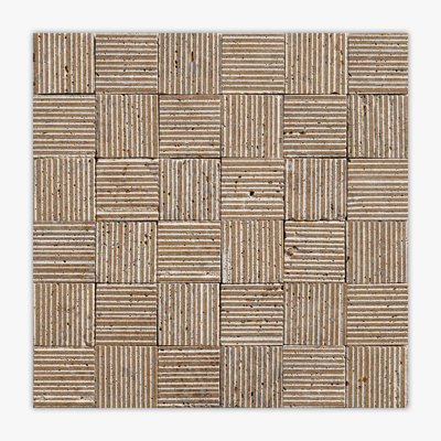 Noce Thick-Rolled Milan Travertine Mosaic
