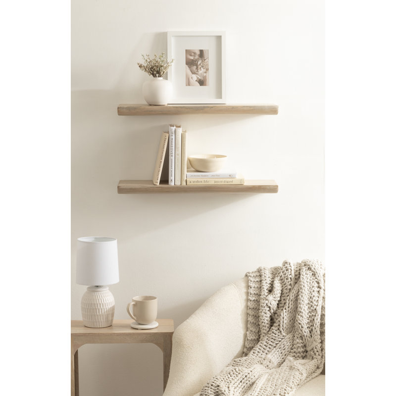 Burena Mango Wood Two-Piece Floating Shelf Set